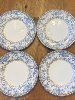 Royal Doulton Studio Provence English Floral Fruit Blue 9” Side Plates Set of 4